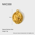 Detaillierter 18-mm-Edelstahlanhänger mit Frauenprofil-Relief und Muschel-Motiv - Weibliches Profil Stil (NXC330)