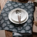 Brown striped linen napkin set with white ceramic plates on rustic wooden tabletop decor - 40*60cm / Black Background Tree