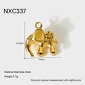 Poliertes Elefanten-Anhängerchen aus 18K vergoldetem Edelstahl mit Größenangaben - Goldener Elefant Stil (NXC337)