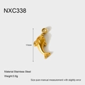 Makro-Detail eines 11mm vergoldeten Delphin-Anhängers aus hochwertigem Edelstahl-Material - Goldener Delfin Stil (NXC338)