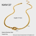 Detail of gold stainless steel snake chain showing 3mm width and 12mm round spring clasp - Snake Chain (NXN137)