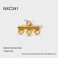 Detailliertes 15mm Edelstahl-Schmuckverbindungsstück mit 18K Vergoldung und Ösen - Goldener Verbindungsstab (NXC341)