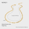 Détail d'une chaîne trombone dorée en acier inoxydable de 4,3mm avec mesures 40+5cm - Style de Chaîne Trombone (NXN21)