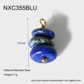 Vue détaillée du pendentif en pierre naturelle bleue de 18,2 mm en acier inoxydable doré - Pendentif en Pierre Empilée Bleue(NXC355BLU)
