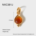 Détail du pendentif poire en cuivre plaqué or 18 carats avec pierre orange et taille 17,5 mm - Style Rouge Orangé Facetté (NXC381J)