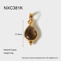 Détail du pendentif goutte en pierre naturelle de 17,5mm plaqué or 18K sur cuivre - Style Brun Facetté (NXC381K)