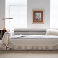 Cream-colored sofa cover with black geometric patterns and ruffled lotus leaf edge - Black Random Geometric Ruffle