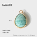 Vue détaillée du pendentif en pierre naturelle goutte d'eau plaqué or 18 carats et dimensions - Style Vert Clair Amazonite (NXC383)