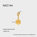 Golden stainless steel dice pendant with white crystals measuring 6.6mm and 2.2g weight - Rhinestone Dice Pendant (NXC144)