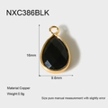 Pendentif goutte en pierre noire détaillée en cuivre plaqué or 18 carats chic - Style Noir Goutte Facetté (NXC386BLK)