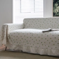 Floral lemon print sofa cover with elegant ruffle edges for a fresh home decor style - Custom Size / Mini Lemon Ruffle