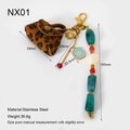 Detail of leopard print mini bag keychain with beaded lanyard and evil eye charm - Leopard Mini Bag Style(NX01)