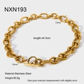 Detalle de la cadena cubana de acero dorado de 44,5cm con cierre de palanca tipo OT - Estilo NXN193 (NXN193) / 44.5cm Largo 12mm Ancho