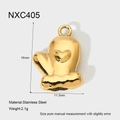 Detail of 18K gold plated stainless steel heart glove pendant for DIY jewelry making - Gold Heart Glove Style (NXC405)
