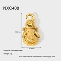 Detail showing dimensions 13.4x6.6mm of 18K gold-plated stainless steel girl pendant - Gold Girl Style (NXC408)