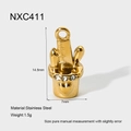 Detailed view of 18K gold-plated cactus pendant showing dimensions and stainless steel material - Heart Cactus Style (NXC411)