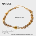 Detail of beaded heart stone necklace with stainless steel lobster clasp and extension chain - Necklace (NXN225)