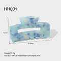 Dimensioni dettagliate della molletta in acetato blu marmorizzato di 10,35 cm x 5,5 cm di altezza - Marmo Blu e Bianco (HH001)