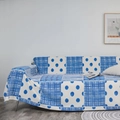 Funda de sofá bohemia en azul marino y blanco con patrones geométricos modernos - 180x180 / Retazos Azul