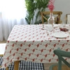 Linen table cloth featuring vibrant red flamingo patterns on a crisp white background - 100*140cm / Small Flamingo Style (Without Lace)