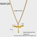 18K vergoldete Libelle Anhänger Halskette aus Edelstahl mit 46+5cm verstellbarer Kette - Goldene Libellenkette (NXN125)
