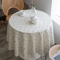 Mantel redondo crema con estampado floral de limones y borde de encaje decorativo - 140-260 / Mini Limón con Encaje
