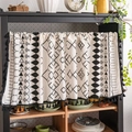 Bohemian style cream short curtain with black geometric patterns and tassels - Custom Size / X Geometric Black Tassel Rod Pocket