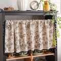 Linen cabinet curtain with vintage black floral print and decorative tassels - Custom Size / Black Floral Black Tassel Rod Pocket