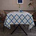 Tovaglia rettangolare in cotone e lino con motivo geometrico blu per decorazione domestica - 140*220cm / Rombo Blu