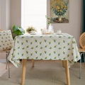 Tovaglia in lino con ricamo a fiori gialli e fodere per cuscini coordinate - Ricamo Floreale (Senza Bordo) / 140*220cm