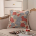 Square jacquard throw pillow with pumpkin pattern and fringe edges on a beige sofa - 30x50cm / No Insert / Jacquard Pumpkin