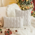 White Christmas tree plush pillow cover in square and rectangular faux fur style - 30x50cm / White Plush Christmas Tree