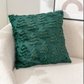 Christmas forest green velvet pillow cover with gold star and embossed tree pattern - 45x45cm / Green Plush Stars Tree