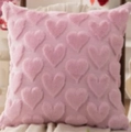 Pink faux fur square pillow case with 3D heart patterns for festive home decor - 30-50cm / Plush Pink Heart