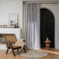 Blue wave pattern cotton linen curtain with tassel trim for kitchen or small windows - Blue Zigzag Wave Pattern Hook Top / 150x220cm