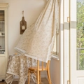 Pastoral style dandelion print curtain with lace trim and matching tablecloth set - Gray Dandelion With Small Floral Lace Trim On The Stem / Yarn Width Fixed At 25/square Meter