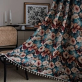 Vintage floral semi-blackout curtain with tassels for kitchen or bay window decoration - Kapok Jacquard (Rod Pocket) / 150*160