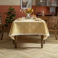 Gelbe karierte Tischdecke mit weißen Fransen für rechteckige Esstische im Haus - 140*220cm / Gelb