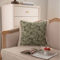 Dark green square throw pillow with leaf jacquard pattern and cream tassel trim - 30x50cm / No Insert / Jacquard Green Water Grass