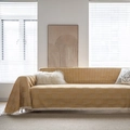 Ginger yellow geometric woven sofa cover with fringe edges for living room decor - 180*380 / Yellow