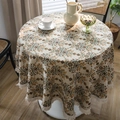 Nappe ronde vintage à motifs floraux et pompons blancs pour décor champêtre - 150cm Rond / Jacquard Fleur De Prunier Avec Glands Blancs