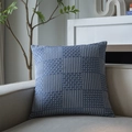 Moderner marineblauer Kissenbezug mit weißem Jacquard-Geometriedesign für Sofas - 40x60cm / Marineblaues Gitter Kissenbezug