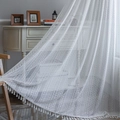 Elegante tenda in pizzo bianco con motivi traforati e rifinitura con nappine chic - 150*160 / Uncinetto Moneta Bianco Tasca per Asta