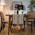 Runner da tavolo geometrico in cotone con nappe per tavoli da pranzo moderni - Giallo Terra Geometrico + Nappe Bianche / 35*220cm