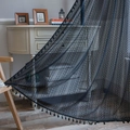 Tenda in pizzo nero all'uncinetto con motivi a rombi e eleganti frange pendenti - Uncinetto Moneta - Stile Tasca per Asta / 150*160 / Nero