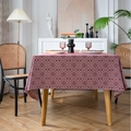Rectangular tablecloth with red and white geometric diamond pattern in cozy home setting - Jacquard Jujube Red Rhombus No Lace / 90*90cm