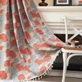 Rideau jacquard festif rouge avec motifs citrouille, glands et tissu semi-ombré - 150x220cm / Citrouille Jacquard (Oillet)