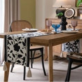 Runner da tavolo jacquard floreale in bianco e nero con eleganti nappe beige per la casa - 35*140cm / Stile Fiore Base Nera