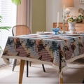 Boho Jacquard-Tischdecke mit buntem Karomuster und cremefarbenen Quasten am Rand - 60*60cm / Buntes Hahnentrittmuster mit Weißen Fransen