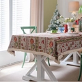 Böhmische Weihnachtstischdecke mit Elchmustern und eleganten cremefarbenen Fransen - 60*60cm / Weihnachtslichter mit weißen Fransen